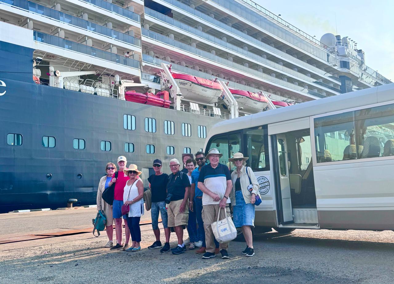 Cruise passengers from Holland America Zuiderdam meeting their Colombo Day Tours minibus at the Colombo cruise terminal