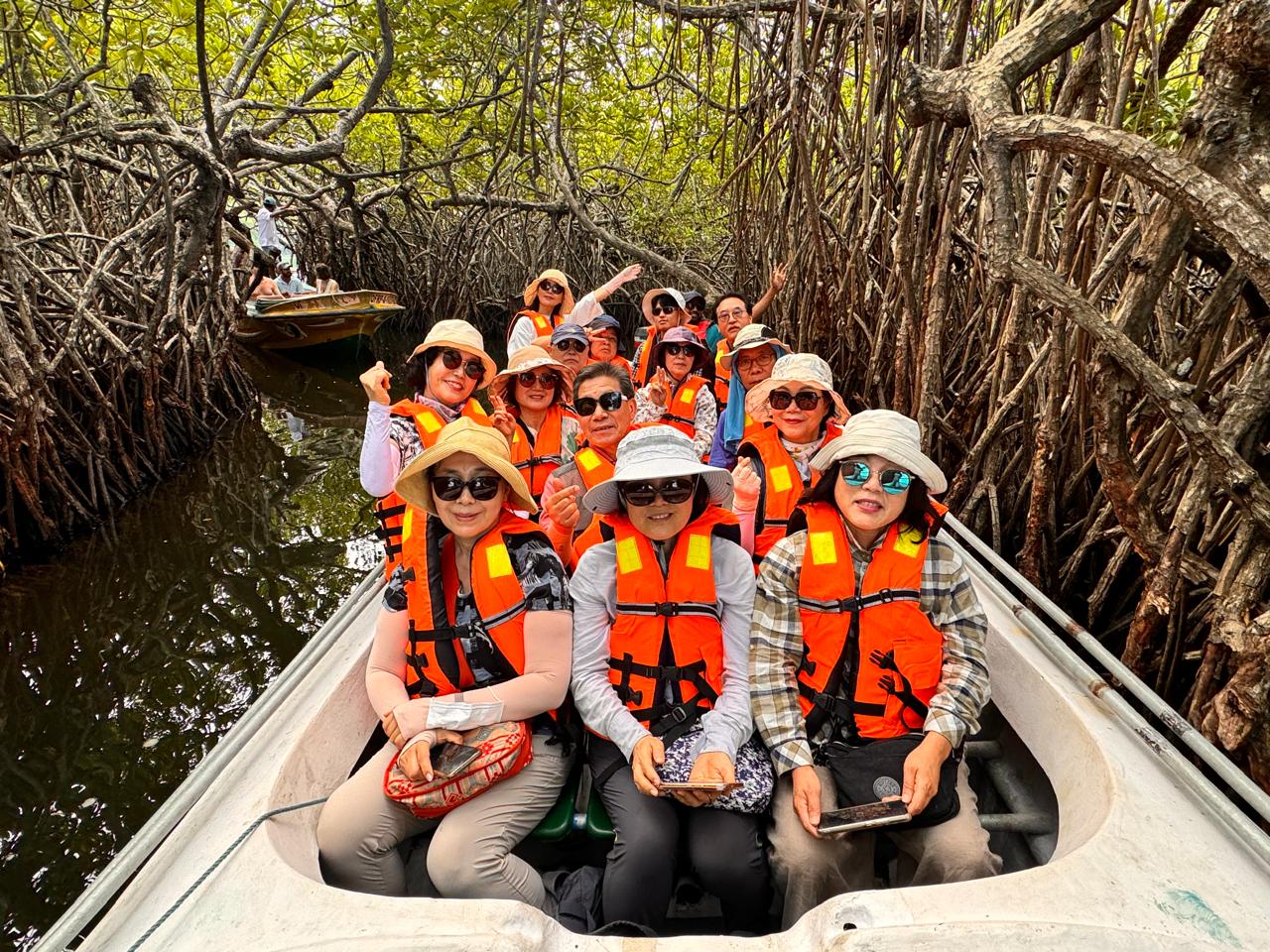 Cruise guests on a Madu River mangrove boat safari, Sri Lanka south coast